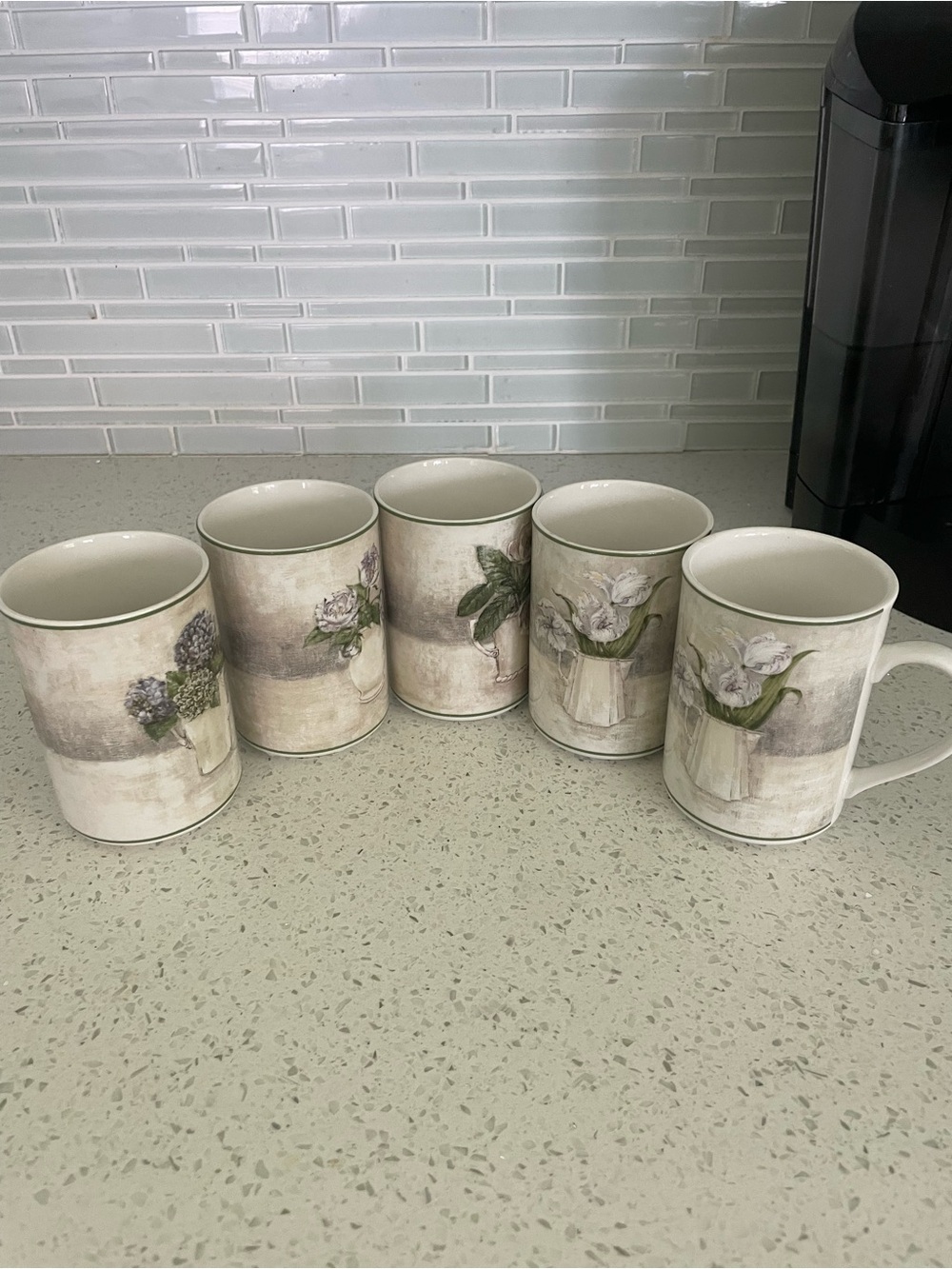 5 Vintage American Atelier At Home Floral Boutique 5251 Porcelain Coffee Mugs
